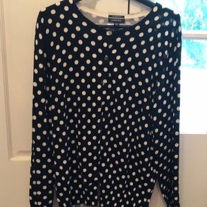 Lands End black and white polka dot sweater Xl